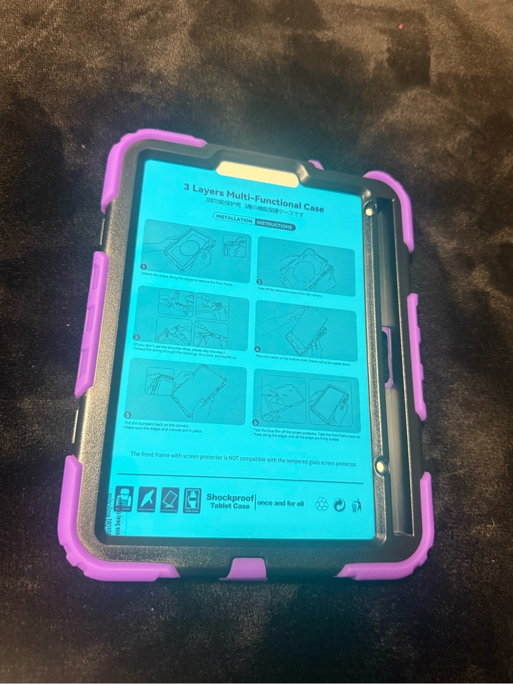 Purple and Black Shockproof Tablet Case -Durable Protective Cover for ipad mini6